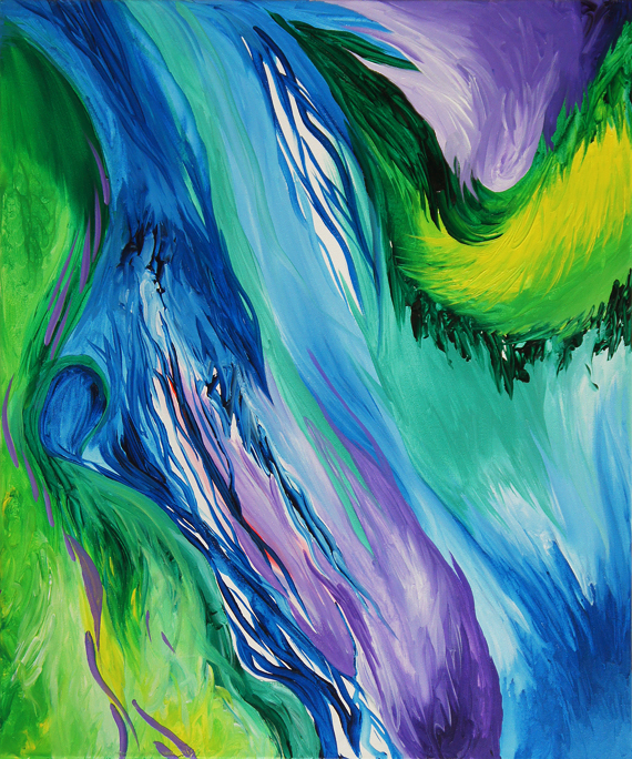 Original Abstract Art, Acrylic Painting, Blue Purple Green River